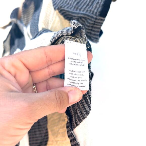 Ace & Jig Button Down Top Checkered Patchwork XS Cotton Black Yellow Shirt - Picture 5 of 5